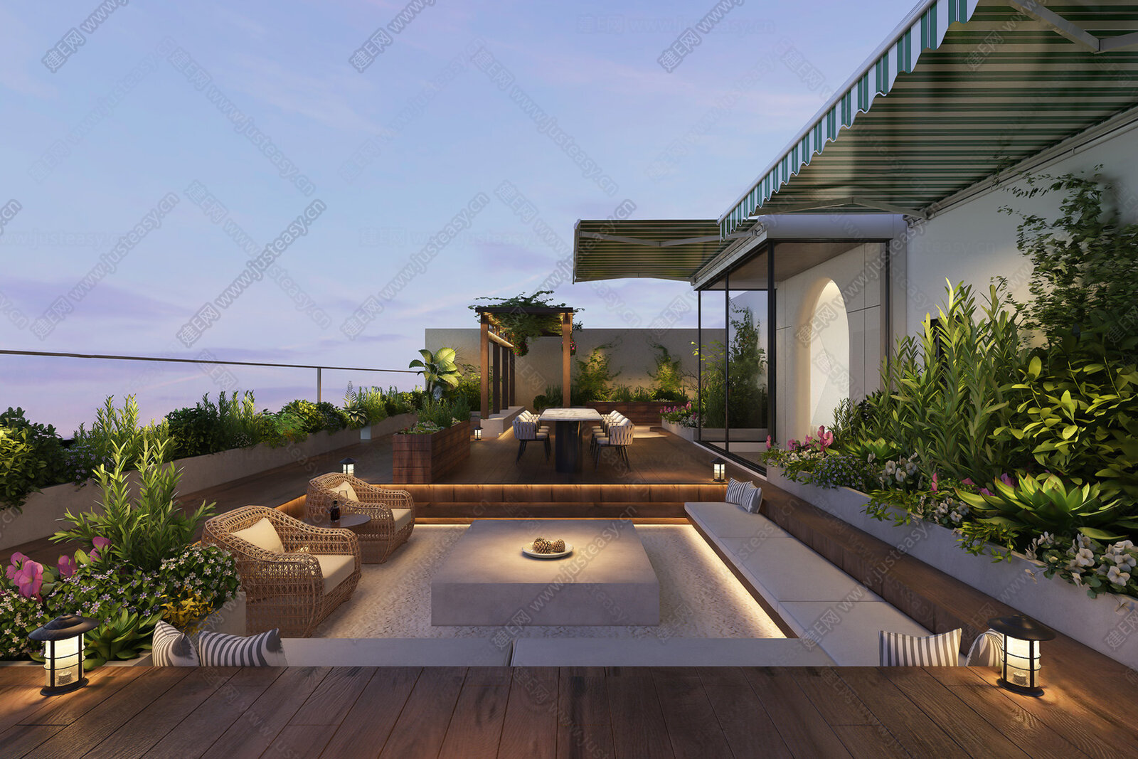 现代屋顶花园 SU模型下载[ID:116148163]，现代屋顶花园 ，SU模型下载