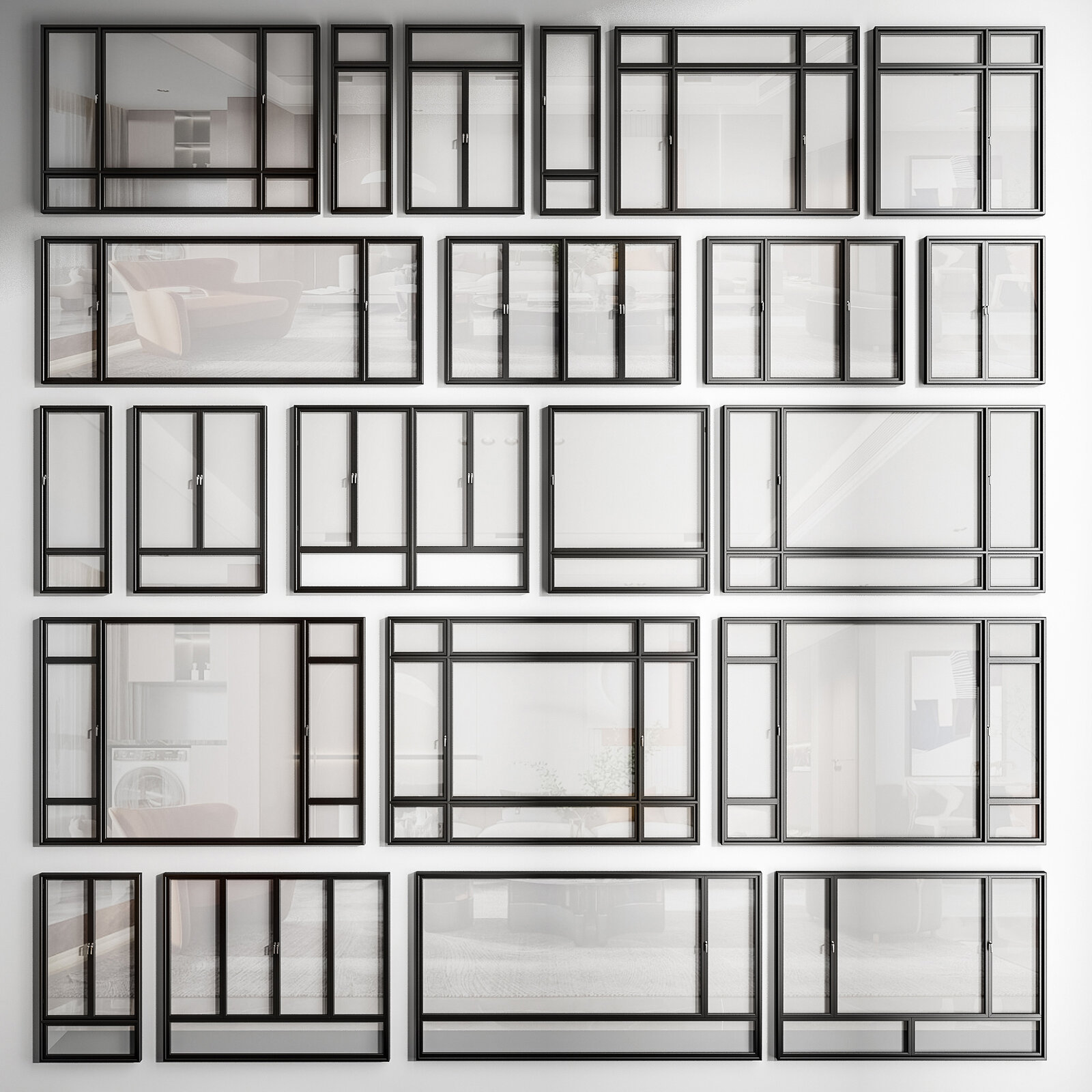 Modern Window Combination - HOUSEHOLD HARDWARE | CGmodelX