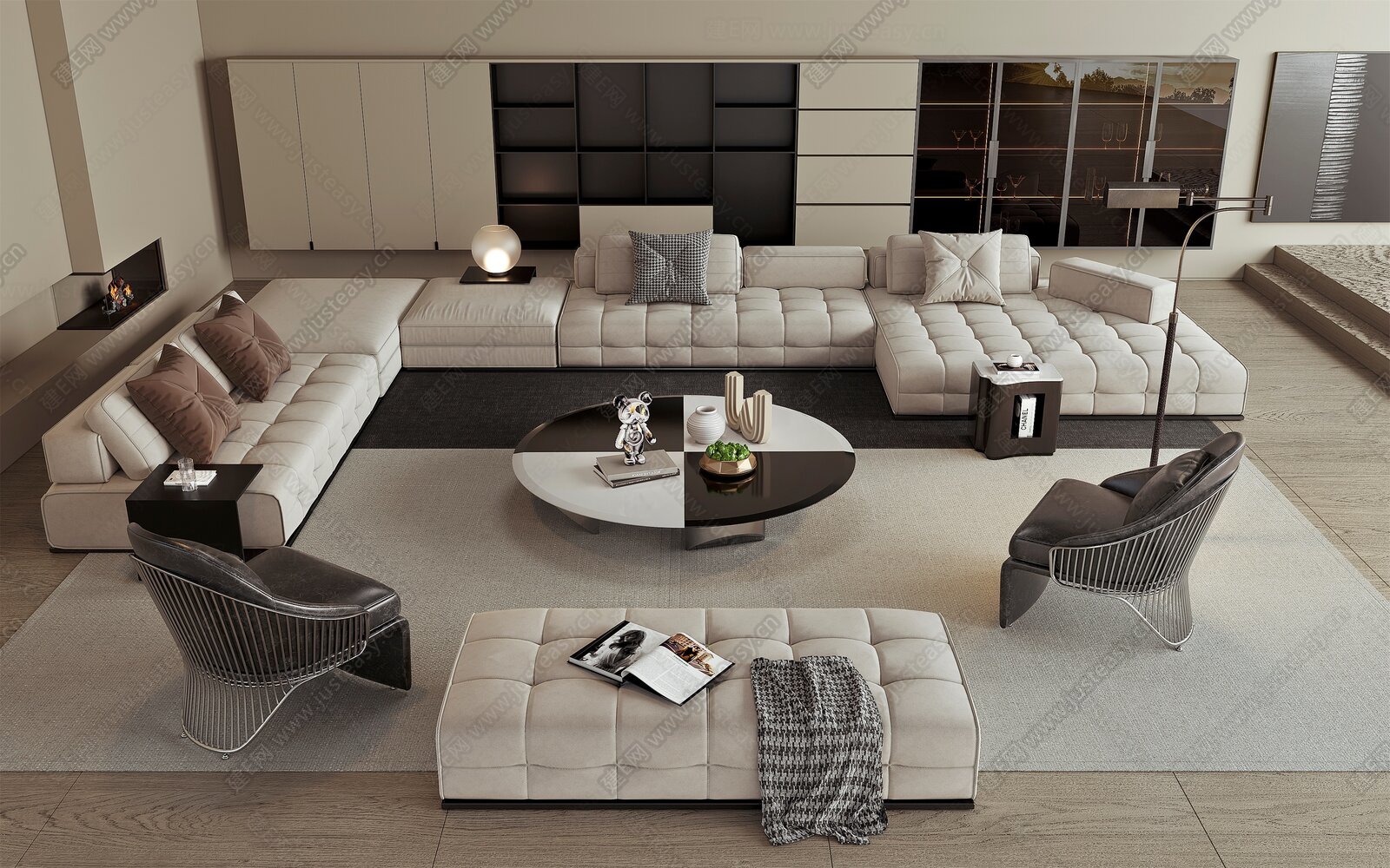 米洛提Minotti 现代沙发茶几休闲组合SU模型下载[ID:115166307]，米洛提Minotti 现代沙发茶几休闲组合，SU模型下载
