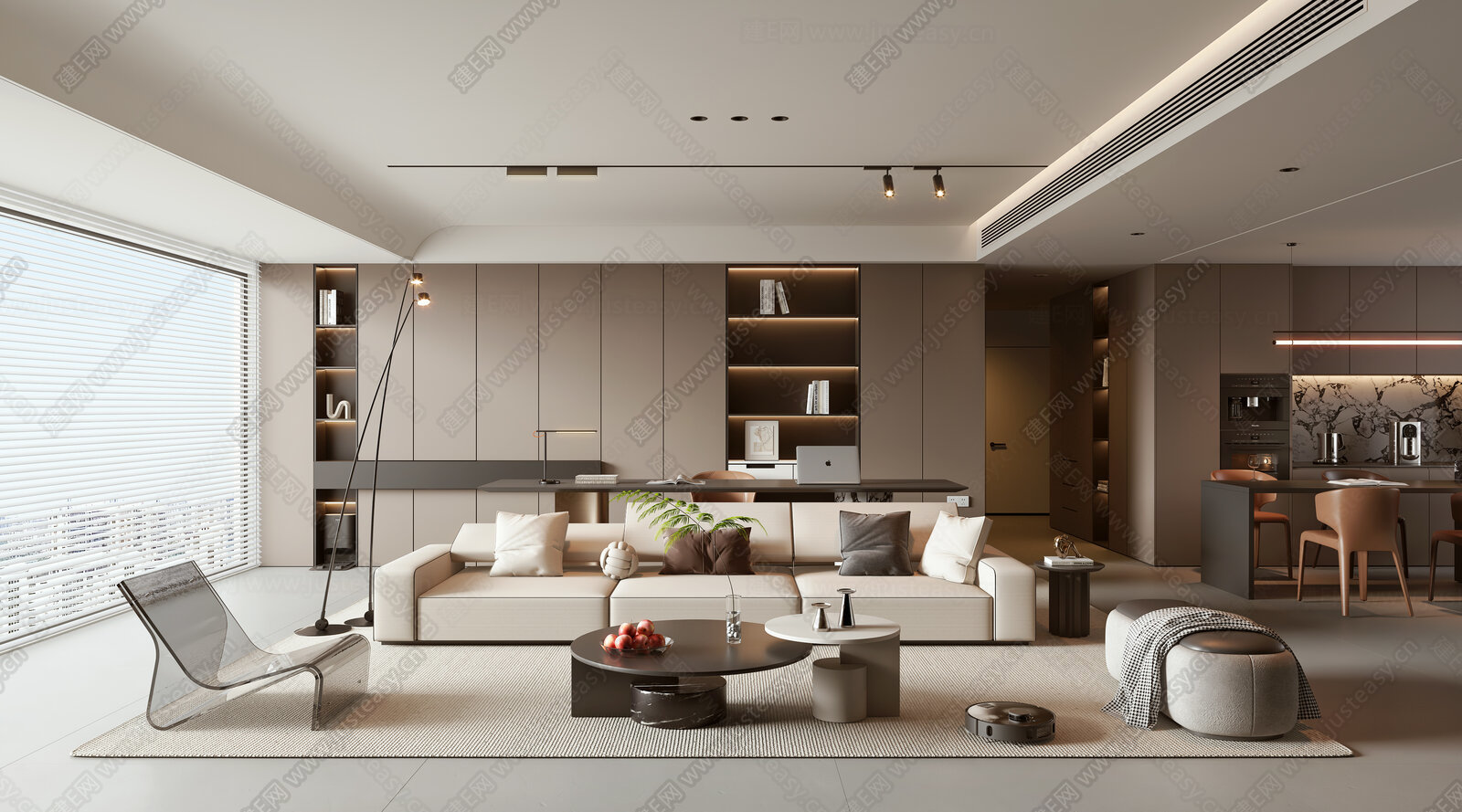 现代客餐厅SU模型下载[ID:114450743]，现代客餐厅，SU模型下载
