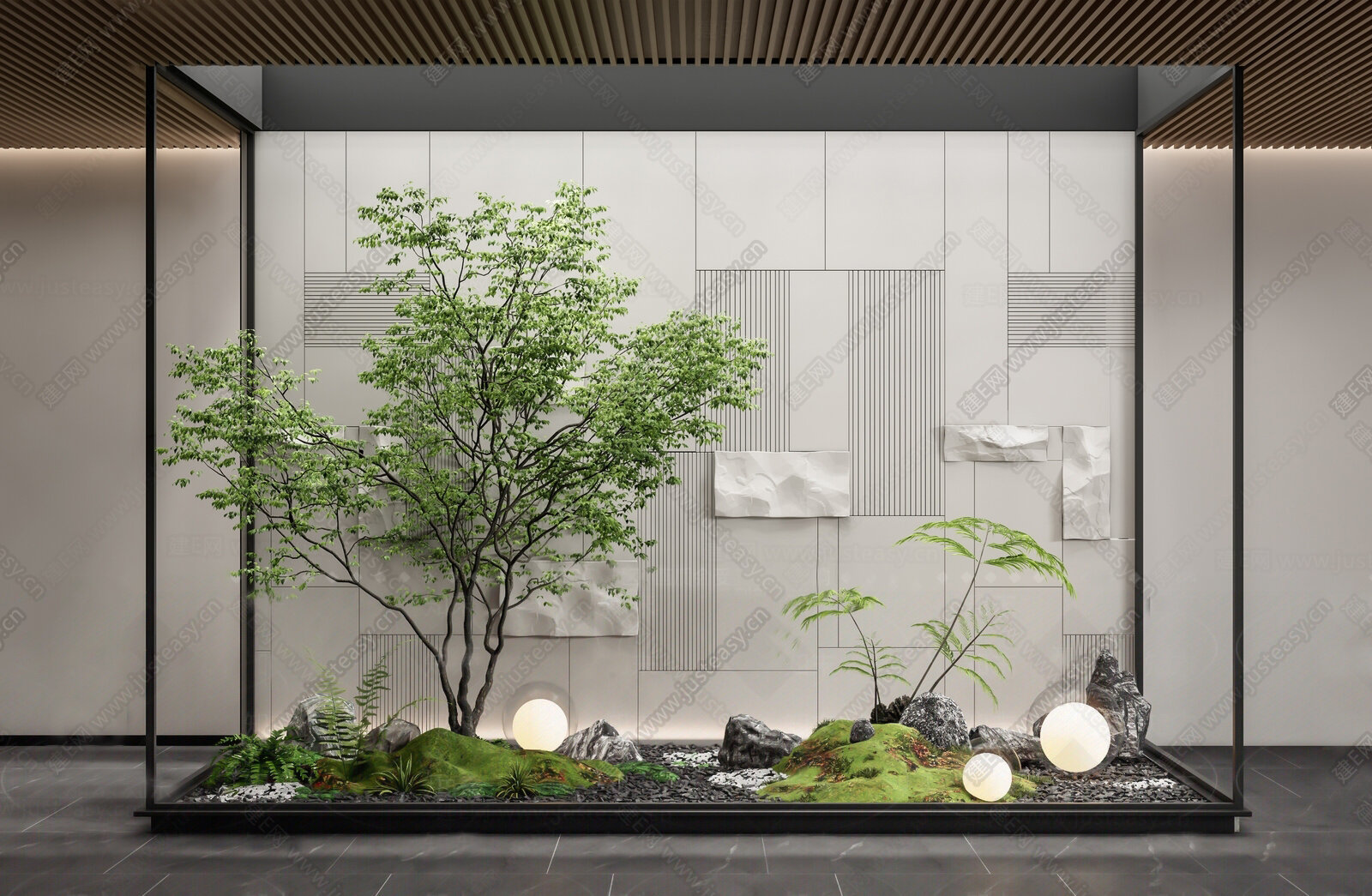 现代绿植植物堆 景观造景 庭院小品 景观树 蕨类植物 室内景观 天井景观3d模型下载[ID:102002421]_建e网3d模型