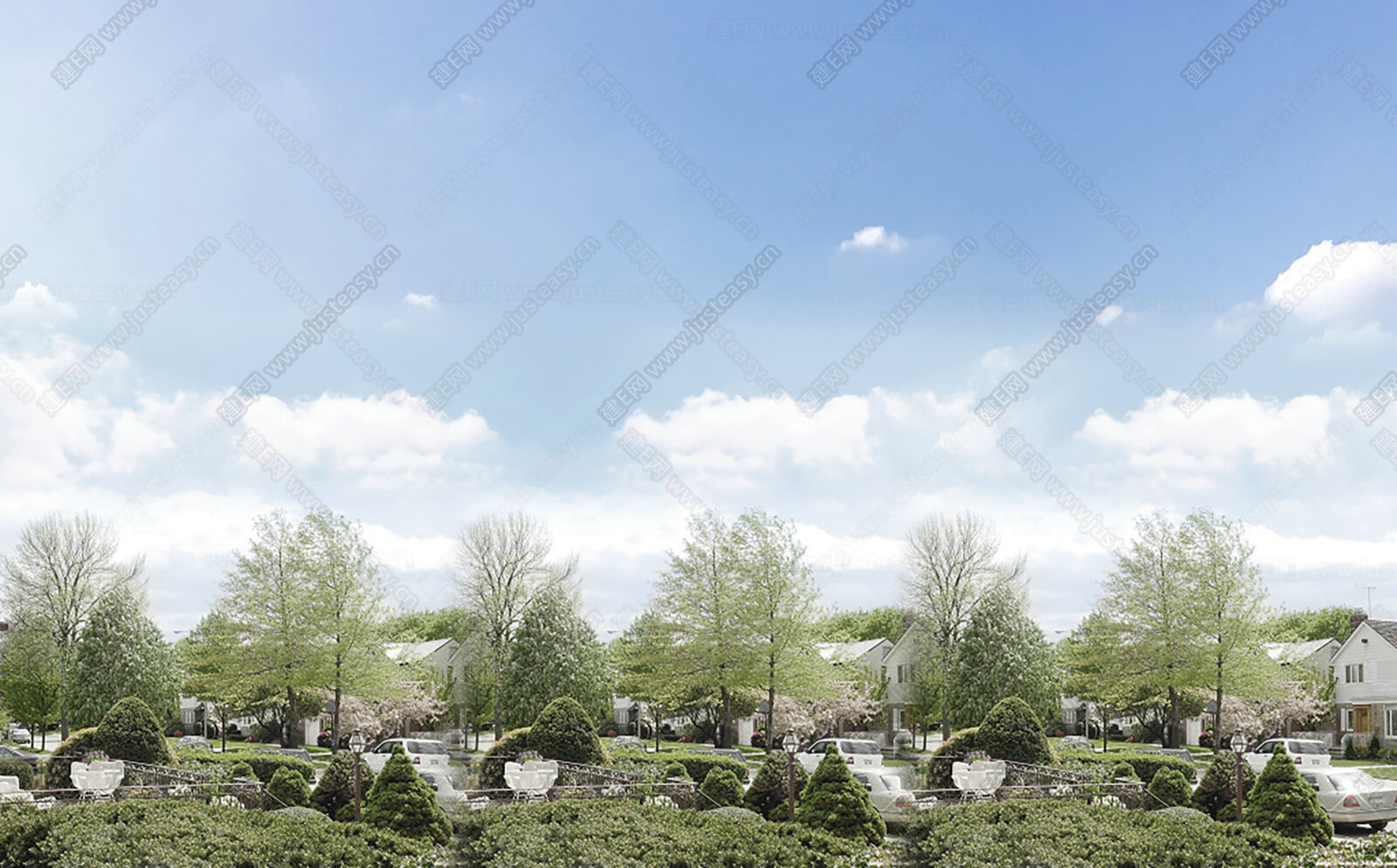 庭院外景 别墅外景 小区外景3D贴图下载[ID:101279776]_建e贴图
